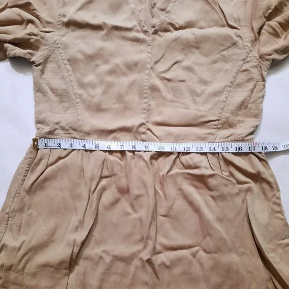 NWOT Everlane The TENCEL™ Puff-Sleeve Dress Tan (Cornstalk) - Size M - Picture 11 of 14